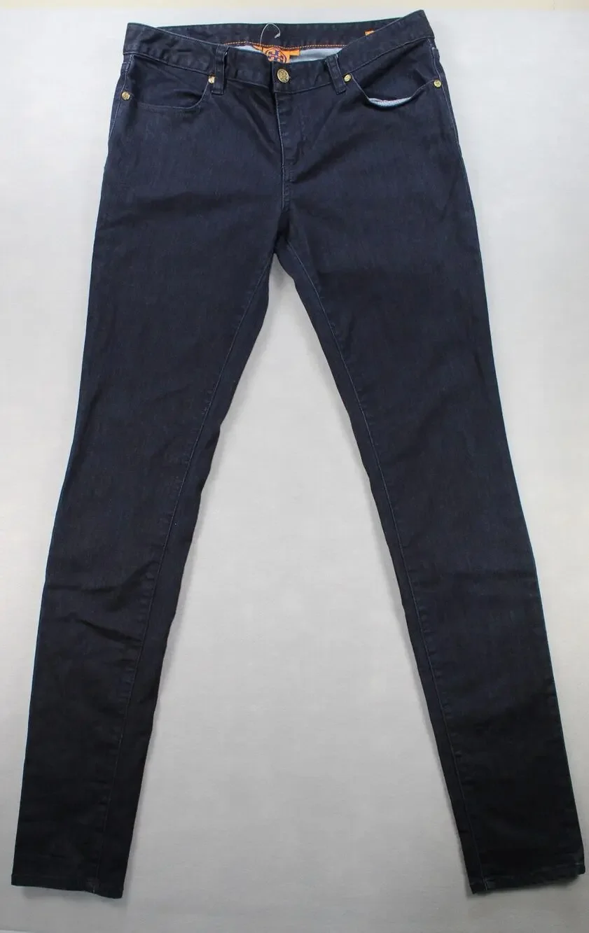Tory Burch Super Skinny Jean Leggings Women's 31 Dark Wash Gold Hardware
